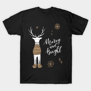 Merry and Bright Christmas Design T-Shirt